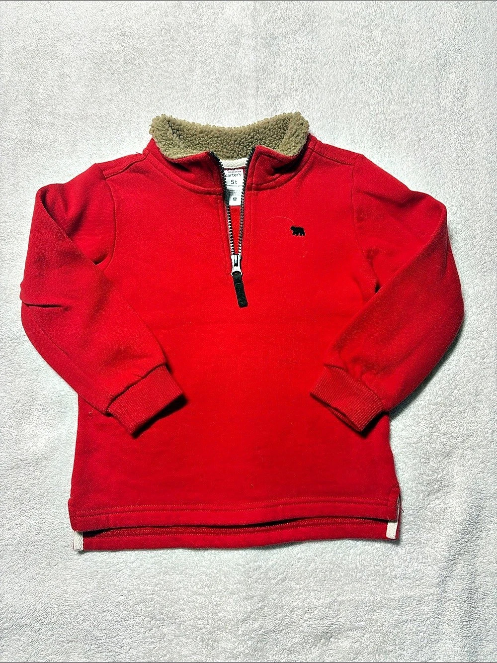 Carter's Boys Red Quarter-Zip Fleece Size 5T L